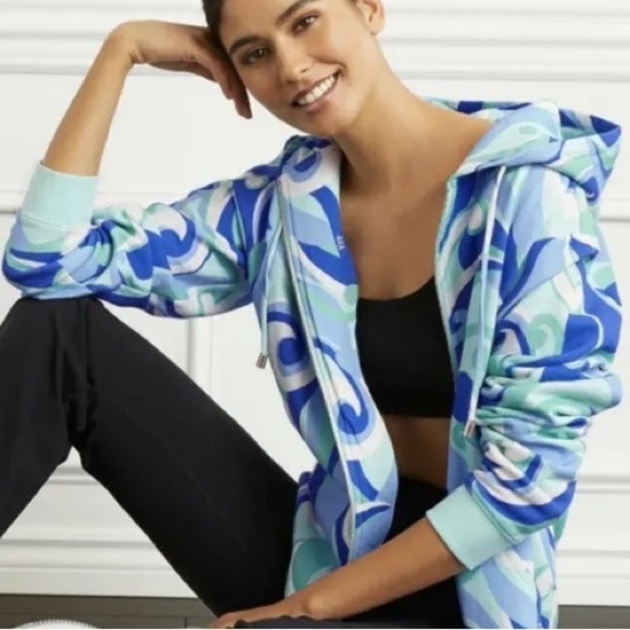 NWT Hill House Allie Zip-Up Ocean Kaleidoscope Fleece Jacket, size XS - Picture 3 of 12